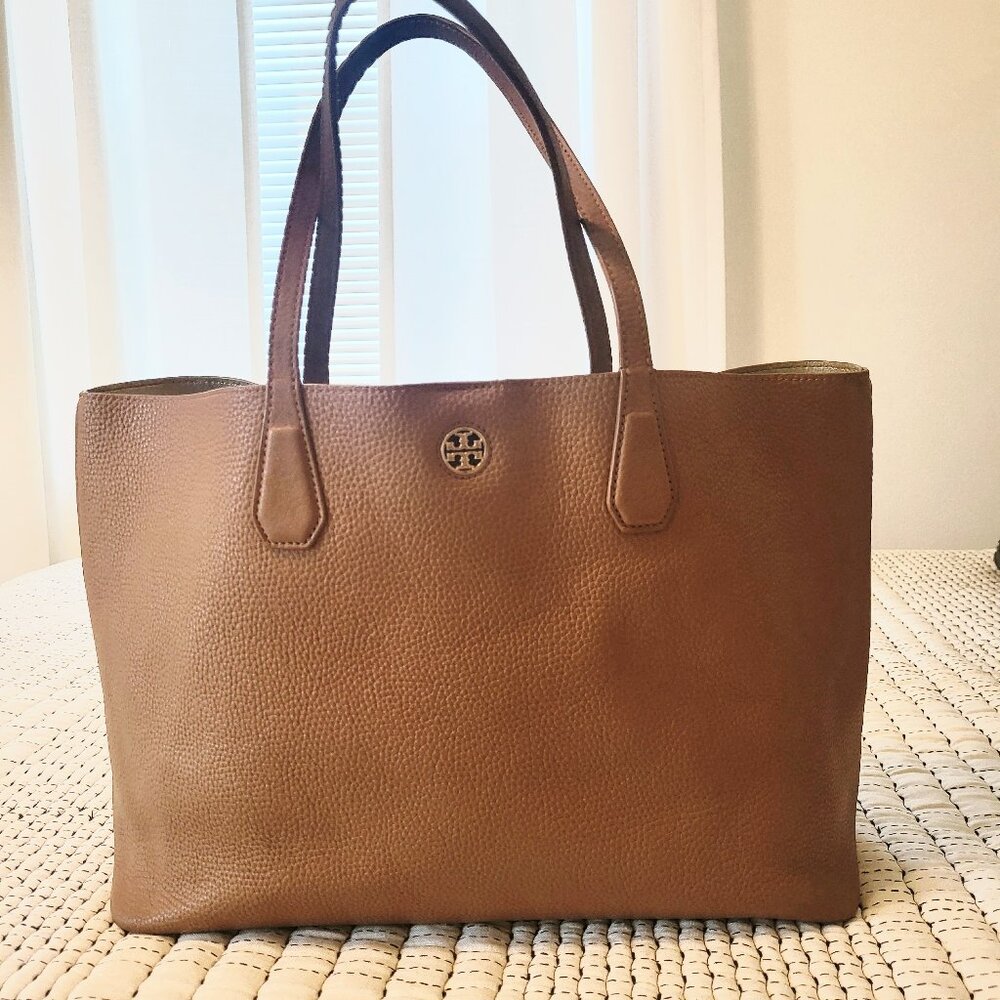 Tory Burch Camel Brown Leather Tote Bag